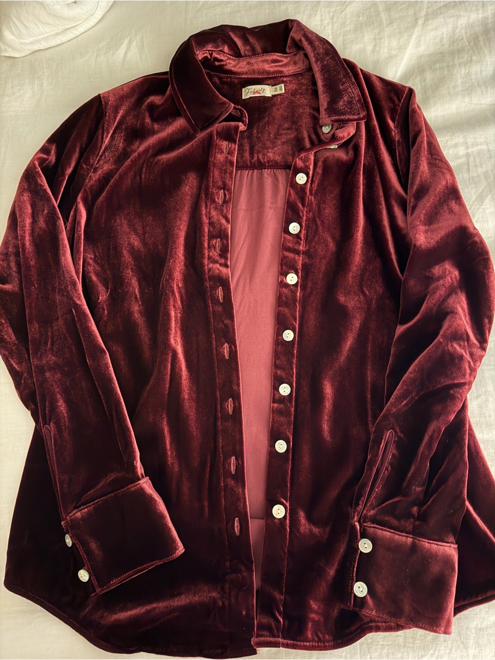 Faherty Velvet Button-Down Shirt - Deep Wine